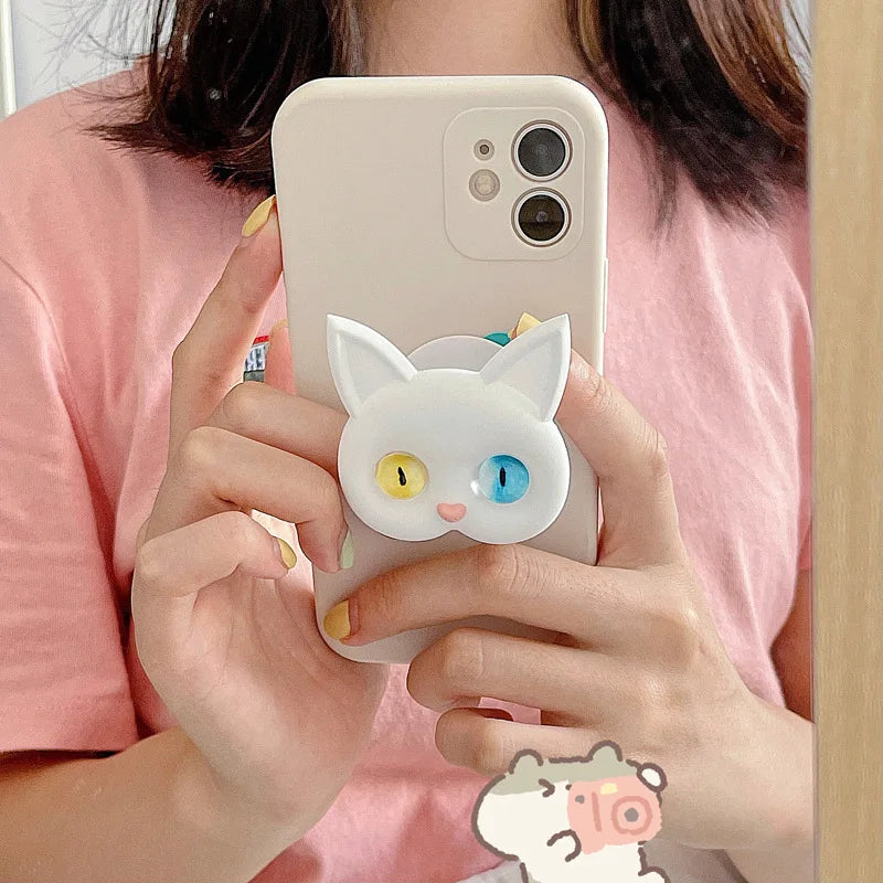 1 PC Cartoon 3D Cat Support Mobile Phone Extension Frame Finger Bracket Universal Fold Mobile Phone Bracket Air Sac Phone Holder