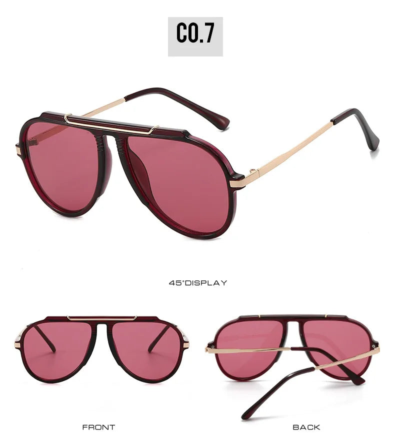 SO&EI New Oversized Pilot Women Sunglasses Vintage Gradient Shades UV400 Men Trending Sun Glasses