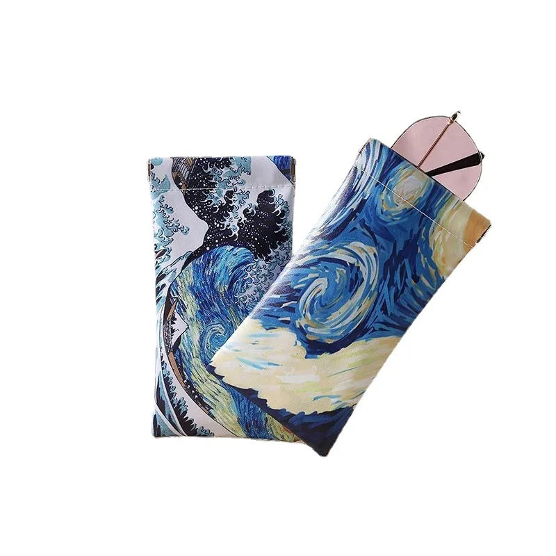 1pc Vincent Van Gogh Painting Glasses Bag Closure Travel Sunglasses Reading Glasses Storage Pouch Waterproof Eyewear Holder