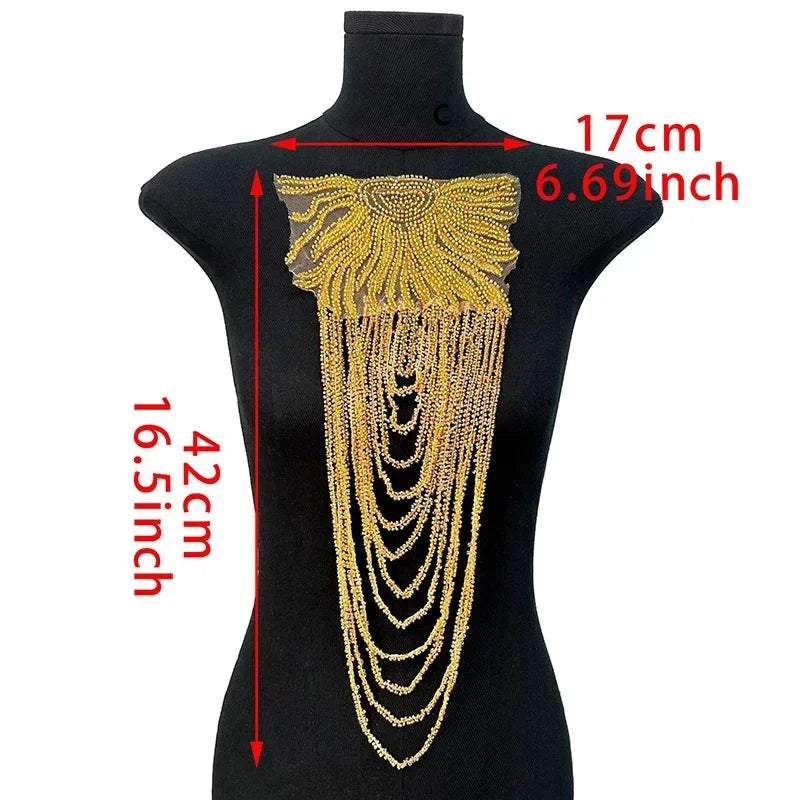 1pc Tassel Chain Sequin Shoulder Ornaments Wedding Dress Performance Clothing DIY Sewing Patch Fashion Handmade Accessories