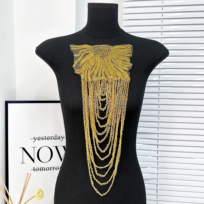 1pc Tassel Chain Sequin Shoulder Ornaments Wedding Dress Performance Clothing DIY Sewing Patch Fashion Handmade Accessories