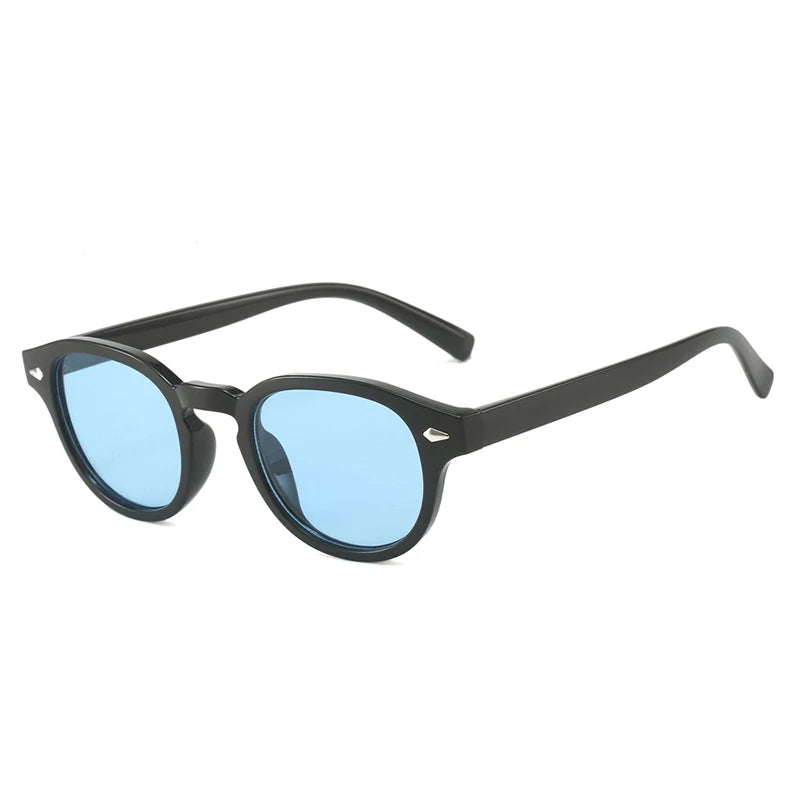SO&EI Retro Oval Men Rivets Sunglasses Fashion Clear Ocean Gradient Lens Eyewear UV400 Women Trending Yellow Blue Sun Glasses
