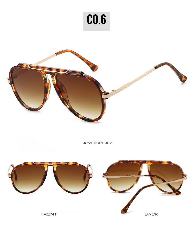 SO&EI New Oversized Pilot Women Sunglasses Vintage Gradient Shades UV400 Men Trending Sun Glasses