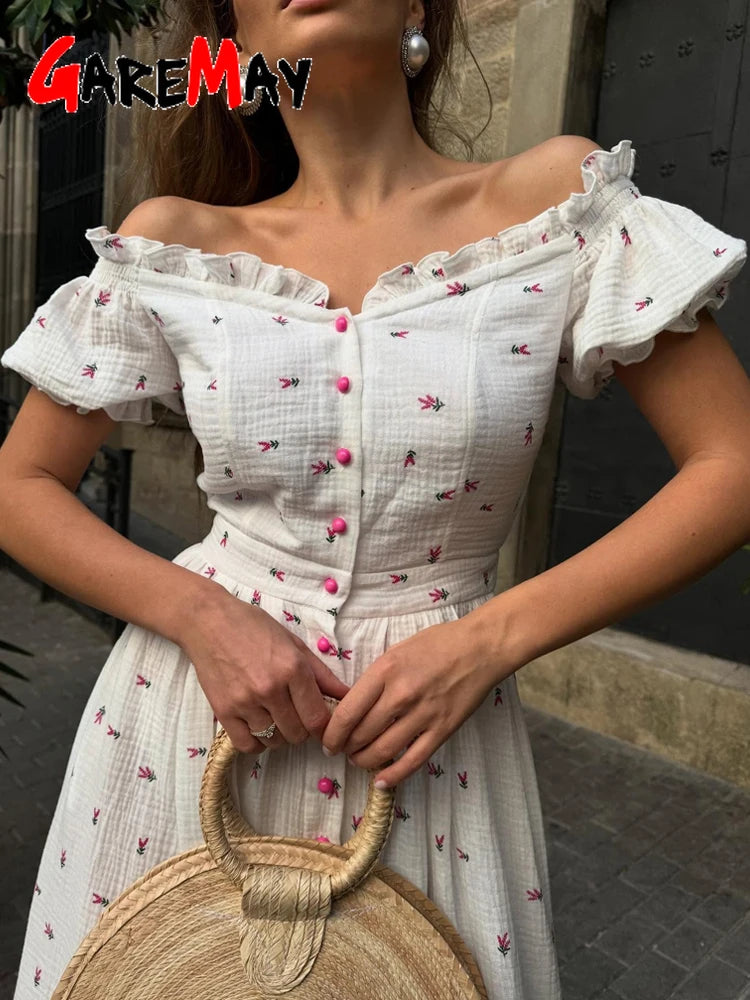 Elegant Women's Summer Cotton 100% Dress Vintage Light Midi Muslim Dresses Beautiful Long  Casual  White Dress for Women 2026