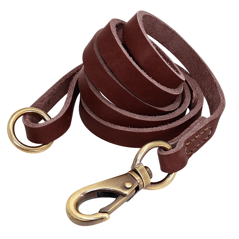 Custom Leather Dog Collar Leash Set Personalized Pet Collar Leash Free Engraved Nameplate For Small Medium Large Dogs